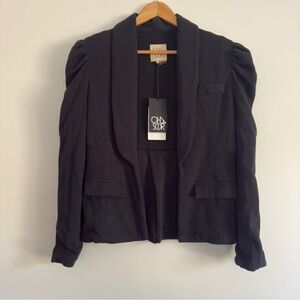 NWOT Chaser Black puff shoulder Open cotton 
Blazer Size: S